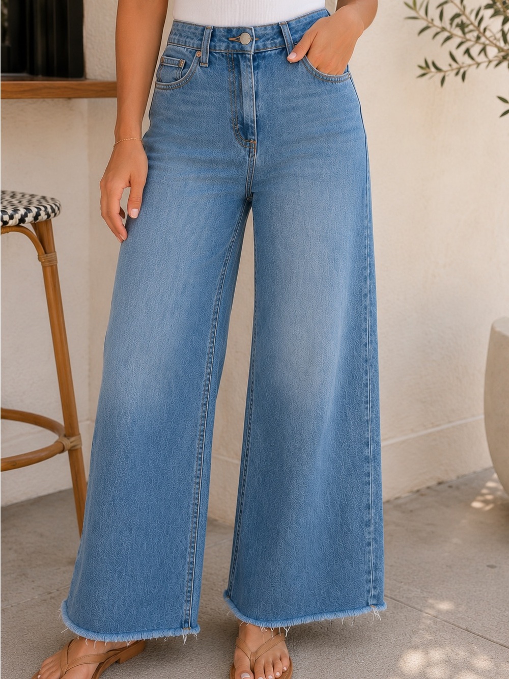 Universal Thread High Rise Wide Leg 90’s baggy Raw Hem Jeans